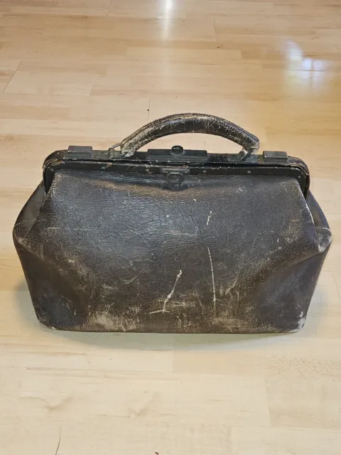 Antique Vintage Leather Doctors Dentists Physicians Medical Bag Case