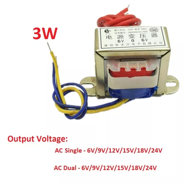 EI41 3W Power Transformer 220V TO 6V/9V/12V/15V/18V/24V AC Single/Dual DB-3VA