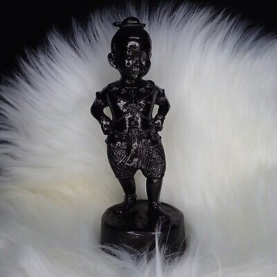 Guman Thong Statue, Black Plastic Kuman Thong Figurine Thai Buddha Amulet Wealth