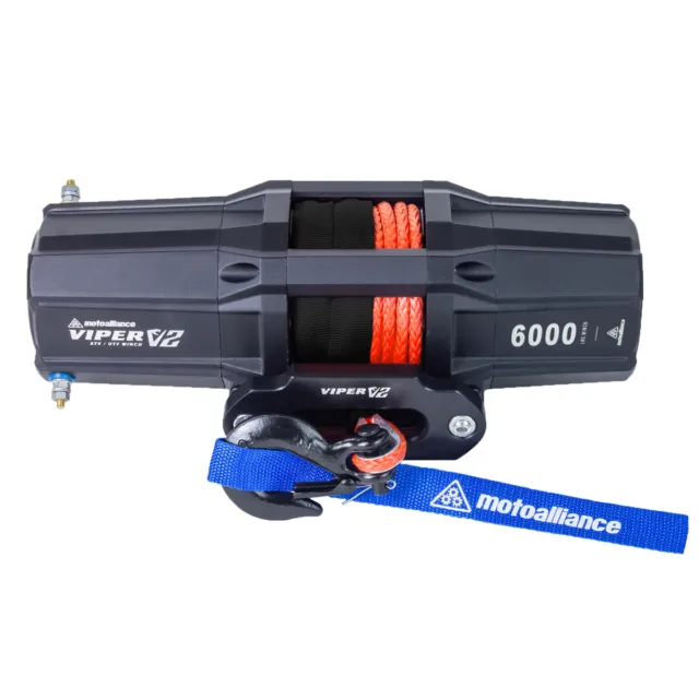 VIPER V2 6000lb ATV/UTV Winch Kit w/ 40 feet ORANGE AmSteel-BLUE Synthetic Rope