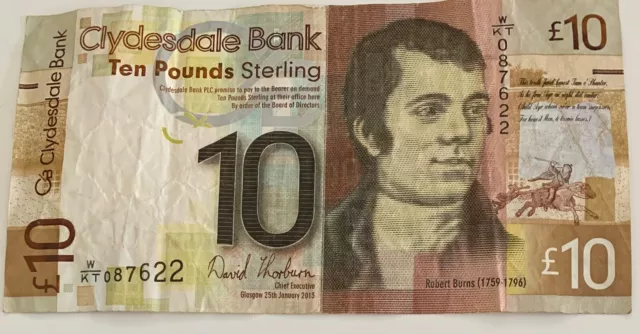 Clydesdale Bank £10 note 2013 used