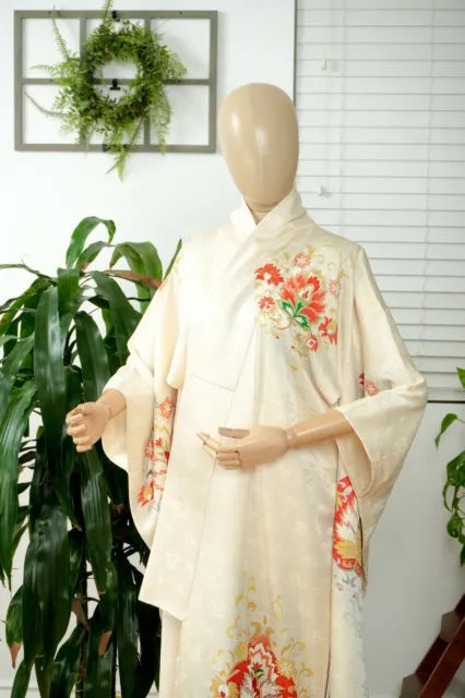 Dear Vanilla Japanese Silk Furisode Kimono Women's Authentic Japan Vintage Mint 2