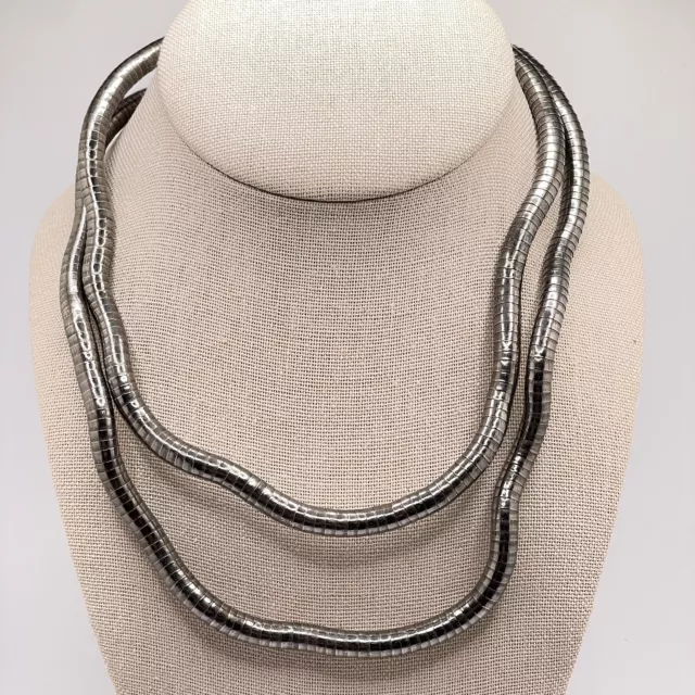 Bronze tone Bendable Snake Chain Link Long Necklace 32" Estate Costume Jewelry