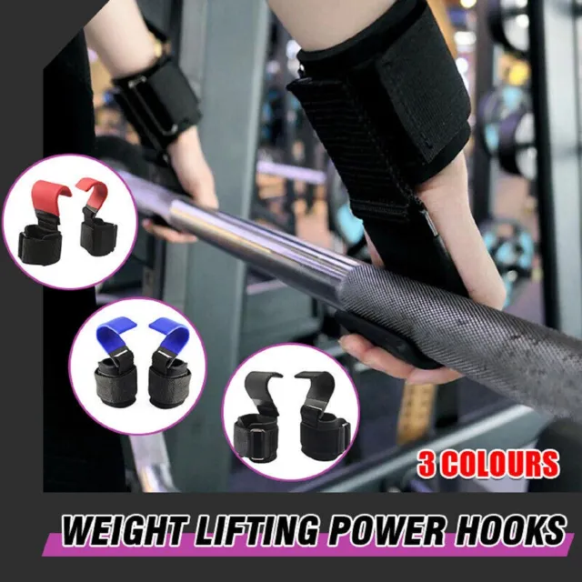 Weight Lifting Hooks Power Hand Grips Wrist Support Bar Straps Gym Hook Gloves