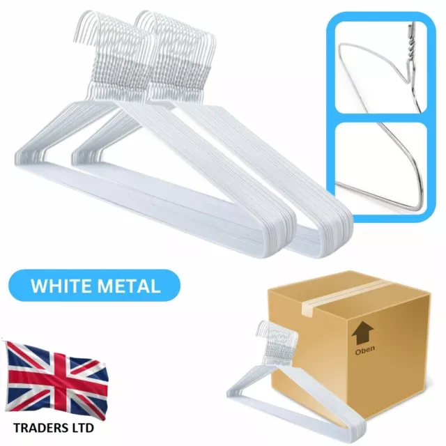 Coat Clothes White Hangers 45.2cm Plain Metal Wire Hangers T-Shirt Trouser