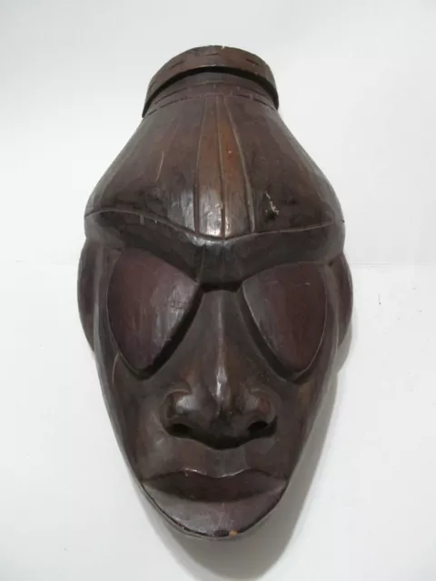 African Mask Wood Art Hand Carved Tribal Vintage Antique indigenous 14"
