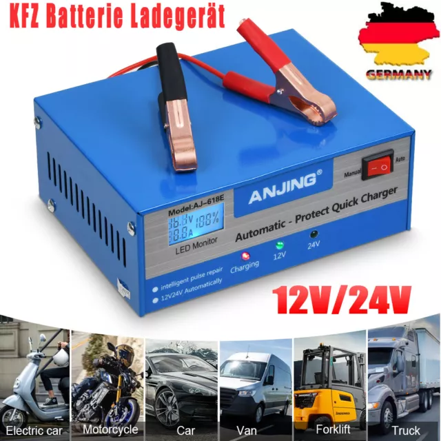 Profi 400AH Intelligente Auto KFZ Batterie Ladegerät Impuls Reparatur 12V 24V