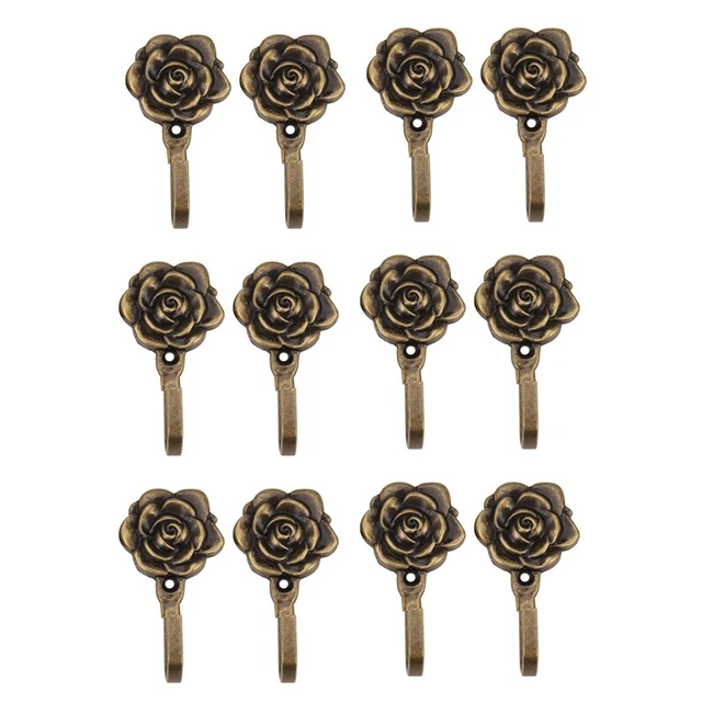 12Pcs Metal Flower Curtain Tie Back Tieback Holders Wall Hooks Decor E7F1