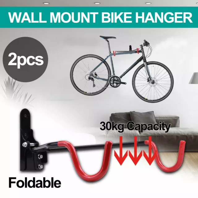 2x Bike Bicycle Steel Holder Rack Stand Garage Wall Mount Storage Hook Hanger