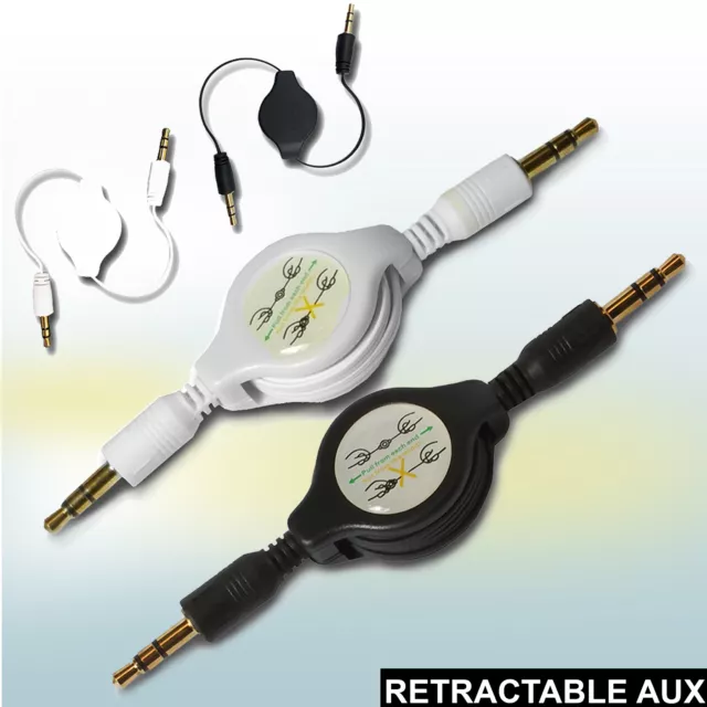 Retractable AUX Cable 3.5mm Stereo Audio Input Male Extension Auxiliary Car Cord