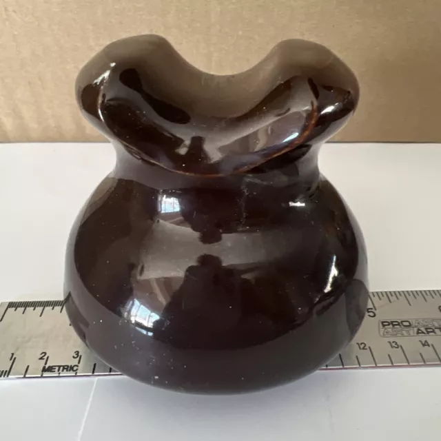 Vintage Saddleback Brown Glazed Ceramic Insulator No Mark Very Nice Condition