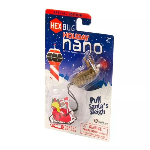 HEXBUG Christmas Holiday Nano Bug Reindeer Pulling Santa's Sleigh