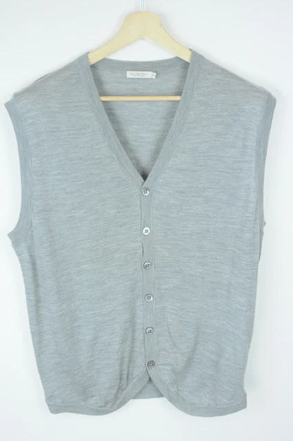 Suitsupply Merino Wool Gilet Da Uomo XL Grigio Melange Bottoni Tricot