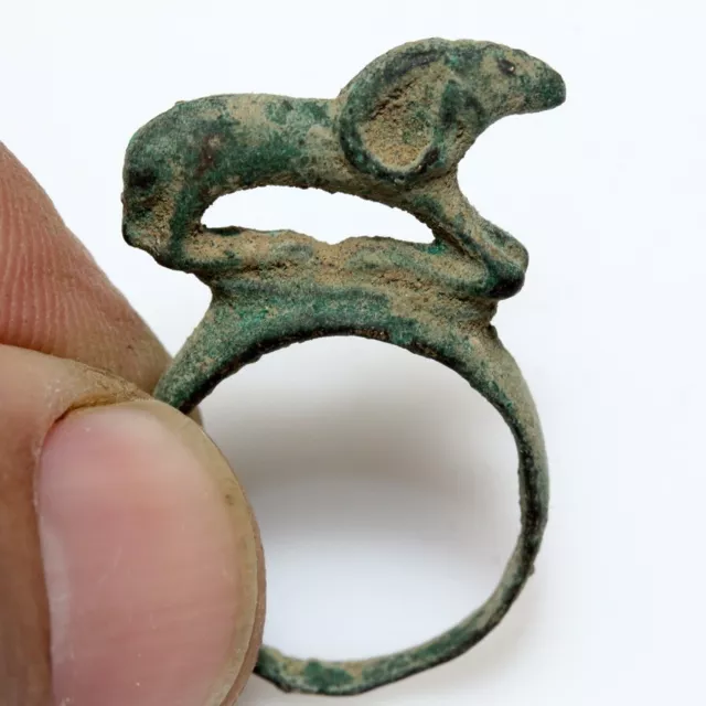 Ancient near east bronze ring-decorated with a Deer on top-circa 500-300 B.C