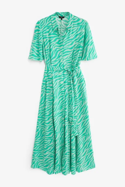 NEXT Green Teal Animal Print Maxi Shirt Dress Size 14 BNWT RRP £54 Party Summer