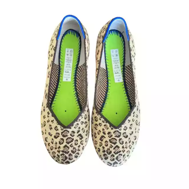 Rothy’s The Flat Round Toe Cheetah Animal Print Multicolor size 10 No Insoles