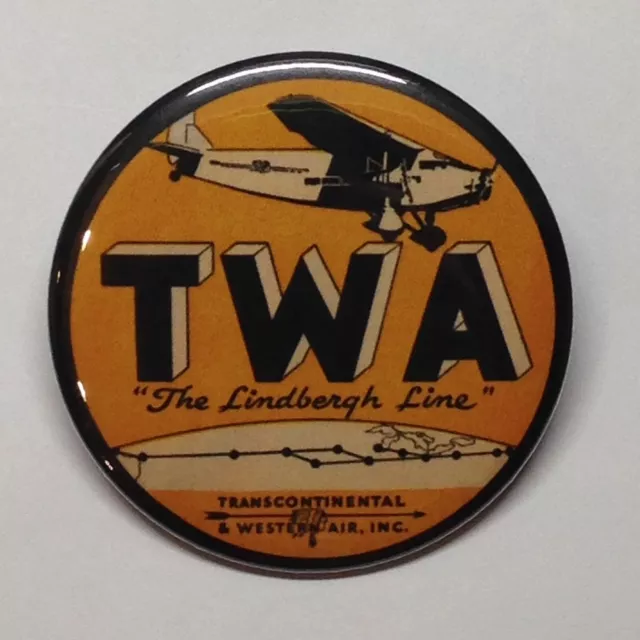 TWA Airline Lindbergh Line Advertising Pocket Mirror Vintage Style