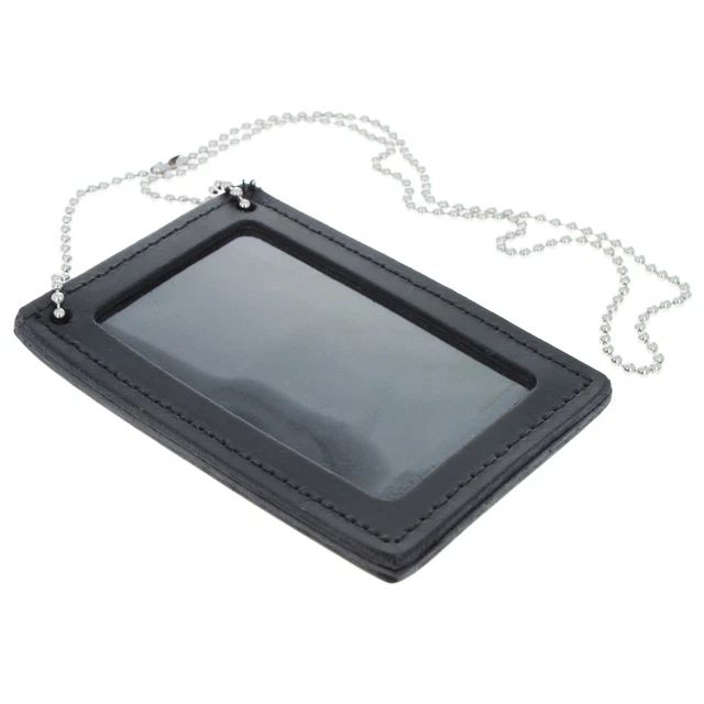 ASR Federal 2 in 1 Leather ID Badge Holder Police Gear with Lanyard Neck Chain,