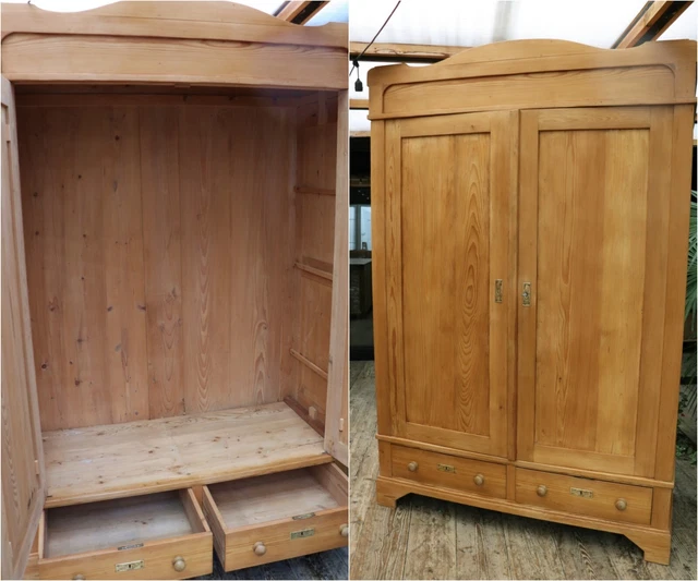 ❤️ Lovely Large Old Antique Pine Double Knock Down Wardrobe-We Deliver/Assemble