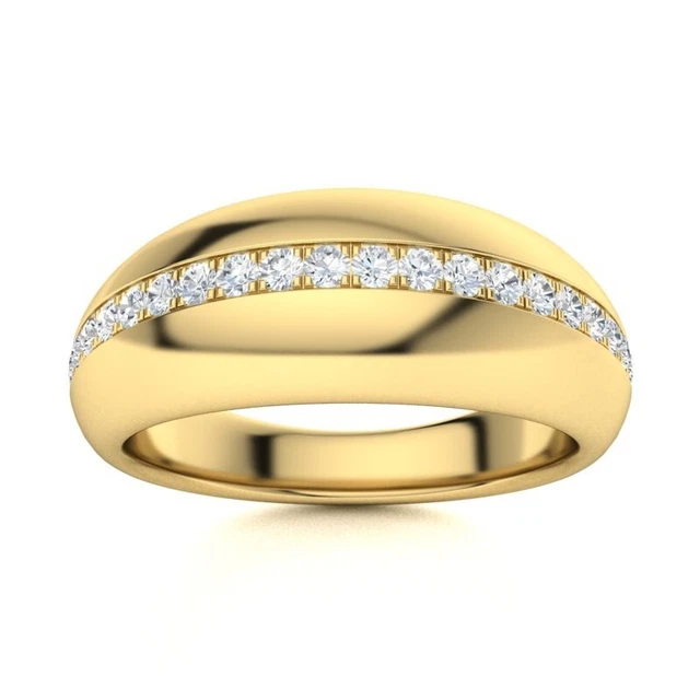 Certified Men's Wedding Band/Ring with 0.61 Ct White Sapphire in 14k Yellow Gold