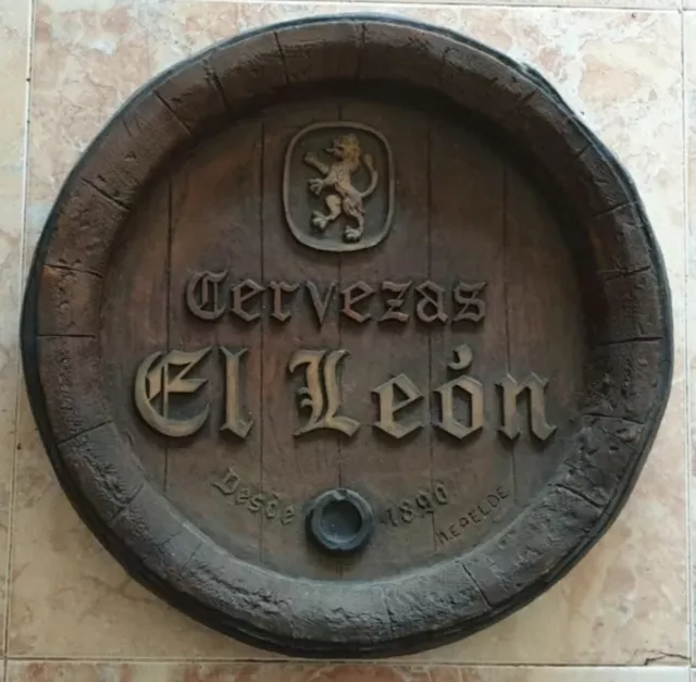 Antigua Y Muy Rara Placa Publicitaria De Cerveza El León San Sebastian Donostia