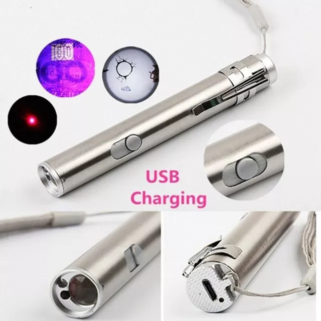 Multifunction 3 In1 Mini USB Flashlight Aluminium Alloy USB Rechargeable La-tz