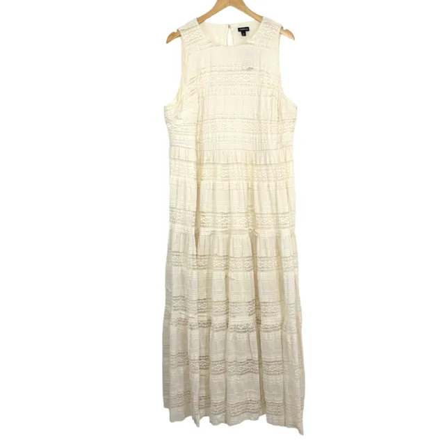 Torrid Womens Lace Tiered Maxi Dress Size 22 Ivory Boho Prairie Sleeveless Lined