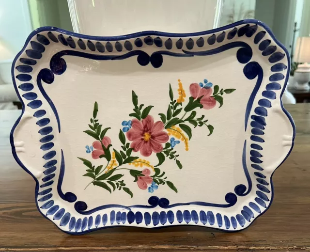 Vintage Spain Pottery Padilla Floral Wall Mount Platter