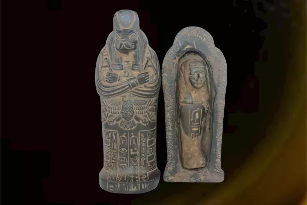 Rare Ancient Egyptian Anubis Tomb Coffin With Mummyfied Ushabti BC Egyptology