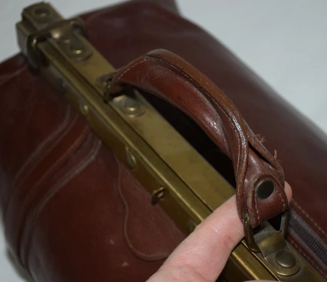 vintage HEBAMMENTASCHE Lancaster Paris - Handtasche echt Leder Damen Arzttasche 6