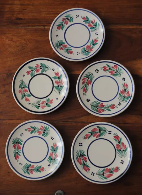 5 Anciennes Petites Assiettes En Faience De Quimper -  Hb Quimper - 1922/1950
