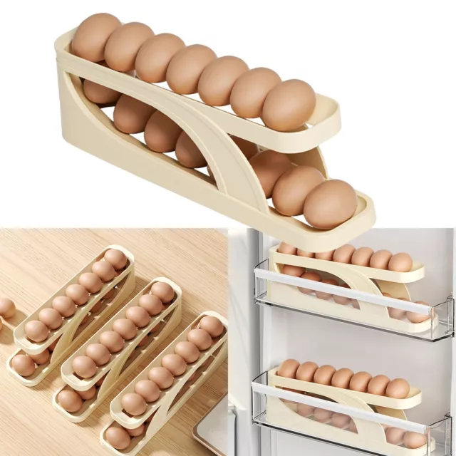 Automatic Two Layer Scrolling Egg Holder Egg Fresh-keeping Rack for Home Kitchen