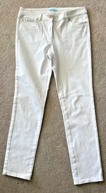 J McLaughlin Women's Denim Jeans Size 6 White Stretchy Skinny Jeans w/ Hem Slit