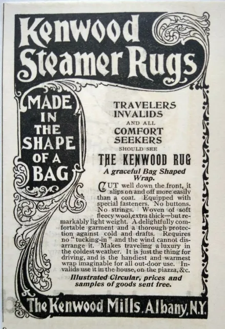 Vintage Print Ad ALBANY NY Kenwood Steamer Rugs Mills 1895