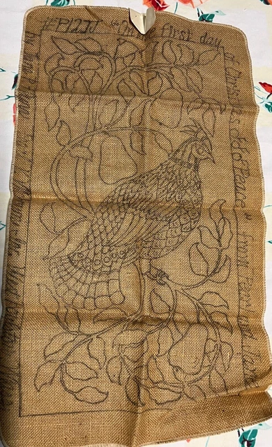 Patrón de alfombra enganchada vintage Pearl & Jane McGown primer día de Navidad 15X27
