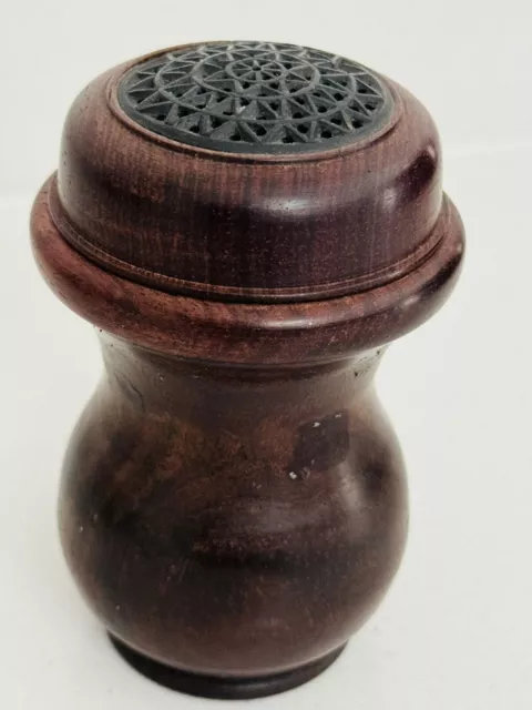 Antique 19th Century Wood Treen Pounce Pot For Handwriting & Calligraphy Powder