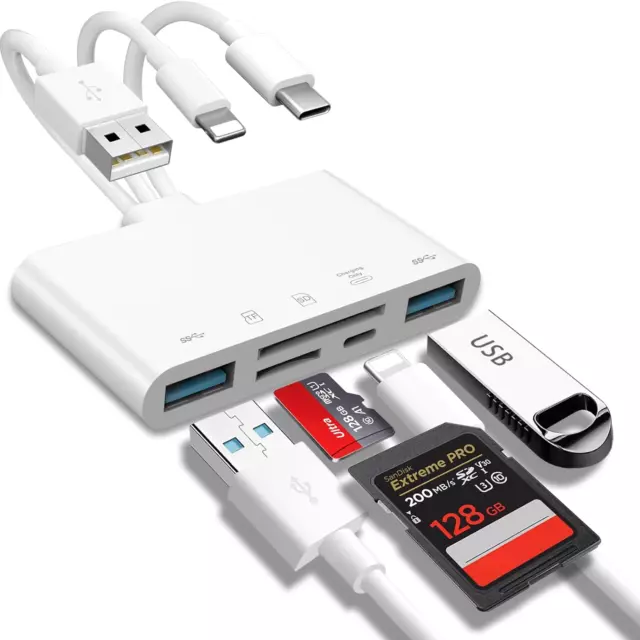 5-in-1 Speicherkartenleser, USB OTG Adapter & SD Kartenleser für iPhone/iPad,