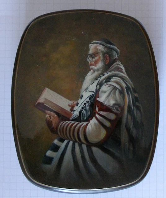Russische Lupenmalerei! Lackdose! Jüdischer Gelehrter! HANDGEMALT, SIGNIERT!!!!