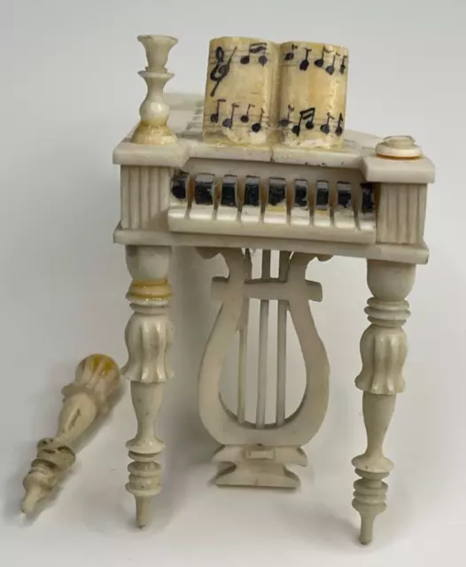 Antique Dollhouse Doll House German Miniature Carved Bone Piano