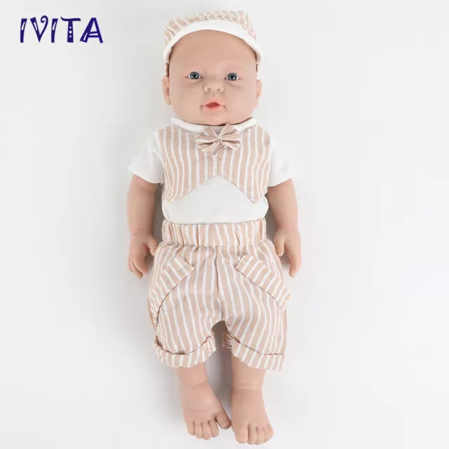 IVITA 16'' Silicone Reborn Baby Doll Realistic Small BOY Newborn Doll Playmate 3