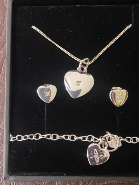 925 silver heart necklace/earrings/bracelet