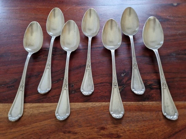 12 Cuillères à Dessert Félix Frères En Métal Argenté, Modèle Empire - Très Bon état