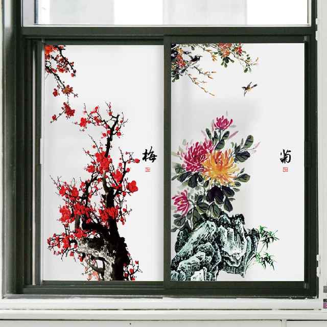 3D Floral Verre Teinté Stickers Givré Statique Fenêtre Films Opaque pour Pièce