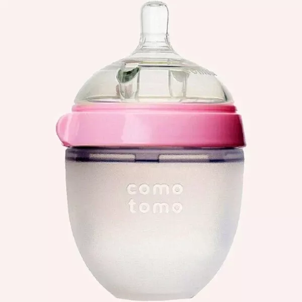 4x COMOTOMO 150ml Baby Bottles Soft Silicone Breast - PINK