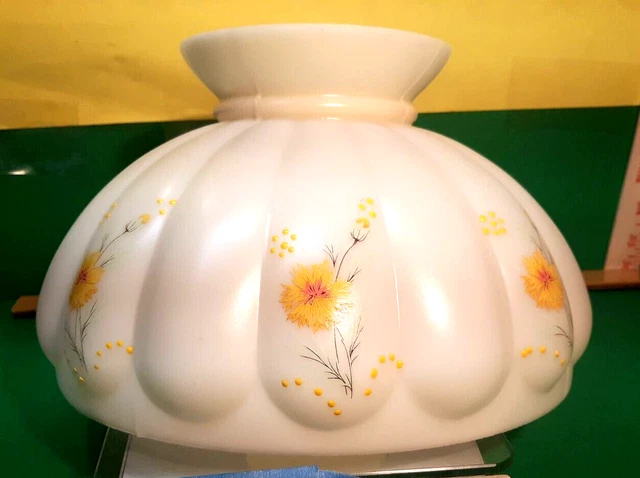 ONE 10" Antique OIL LAMP GWTW  MELLON STYLE  Floral Daisy Aladdin Shade 8-15