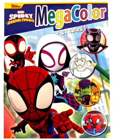 Malbuch Marvel Spidey and friends Megacolor A4 mit 120 Malvorlagen +25 Sticker