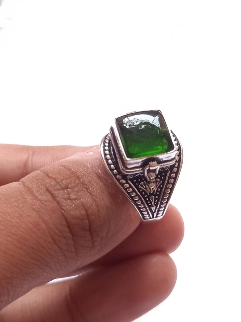 Handmade 925 Silver Plated Chalcedony Poison Ring Hidden Compartment Size 5-16US