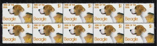 Beagle Year Of The Dog Strip Of 10 Mint Stamps 2