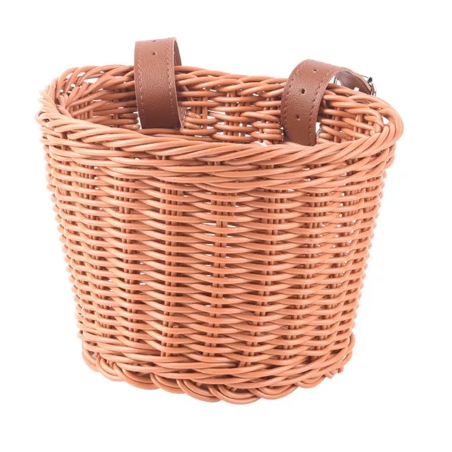 Convenient and Stylish Large Capacity Bicycle Basket with Faux Leather Strap