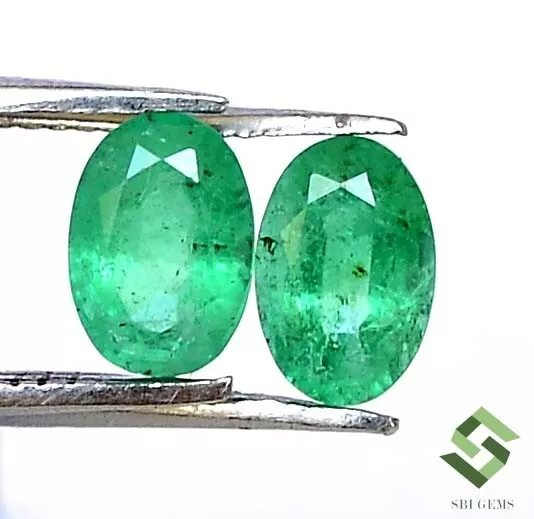 6x4 mm Certified Natural Emerald Oval Cut Pair 1.03 CTS Untreated Loose Gemstone